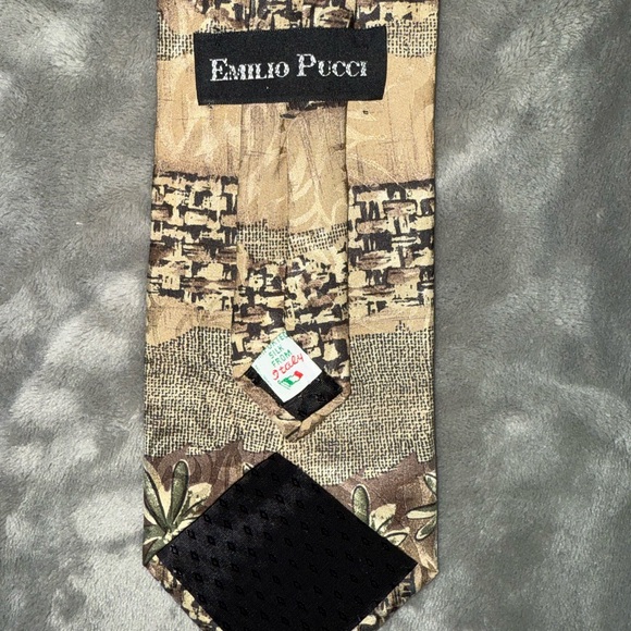Vintage Emilio Pucci Brown Patterned Men's Tie - Picture 1 of 4